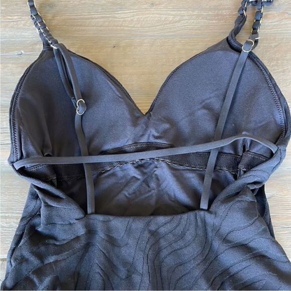 Anthropologie x Seafolly Second Wave V Neck One Piece Swimsuit Black US 6 NWT - Picture 10 of 10